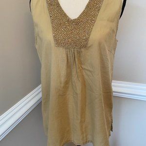 URBAN NOMAD SLEEVELESS TOP WITH SEQUINS SIZE S/M COLOR MUTED GOLD